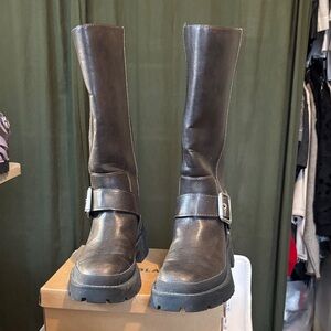 Zara brown moto Boots with Buckle